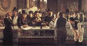 john henry henshall,RWS Behind the Bar oil painting